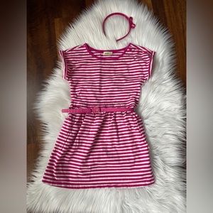 Belted Striped Dress with Pockets, girls size 5/6